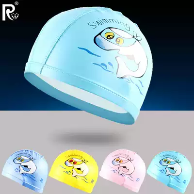 Ruihe male and female children PU waterproof does not take the head cute cartoon dolphin pattern swimming cap 3129