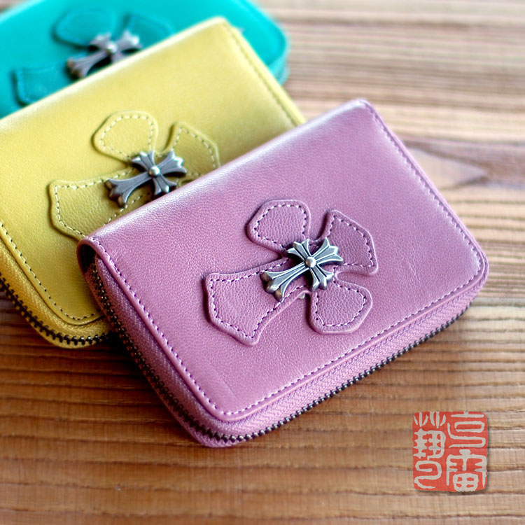 Women's imported color first layer goatskin casual card bag Black cowhide business card holder Leather financial card bag