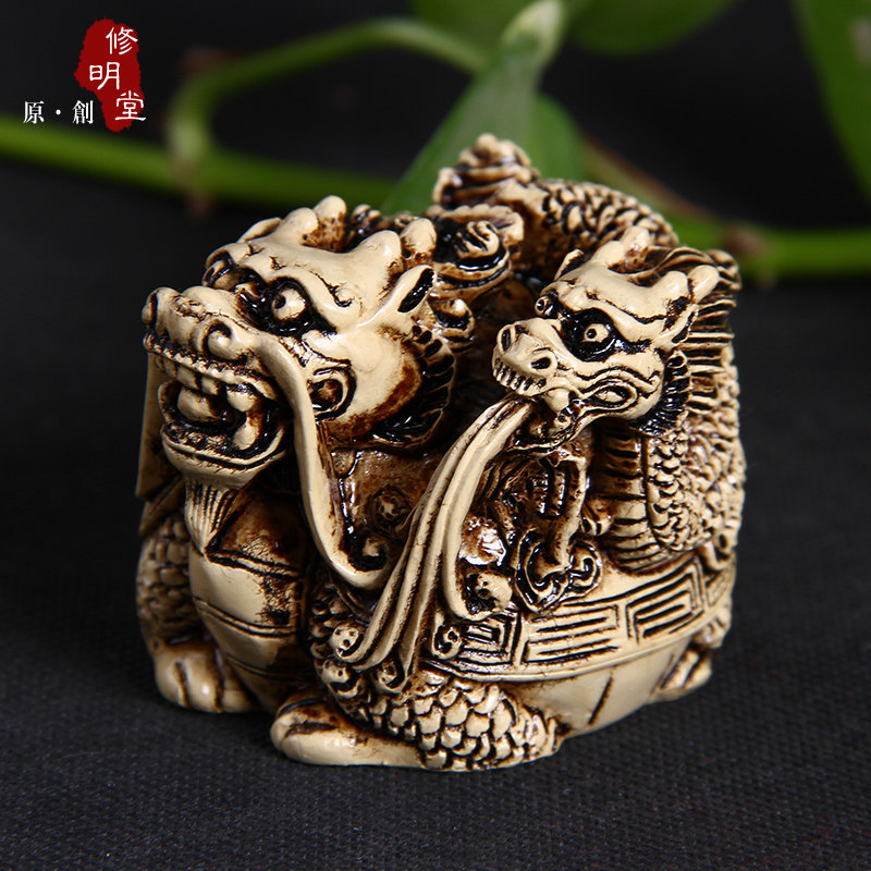 修明堂 李居明正品吉祥物 压煞招财兽 龙龟九子压煞座 压是非小人