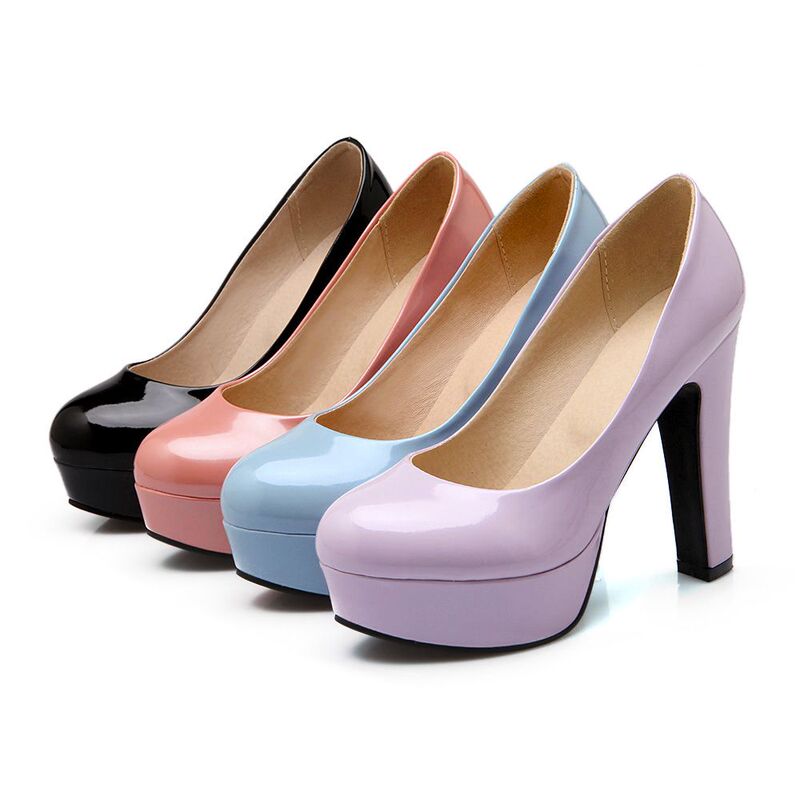 Extra Large Size Shoes 44 45 46 47 48 49 50 Size High Heels Korean Style Chunky Heel Platform Ultra High Heels