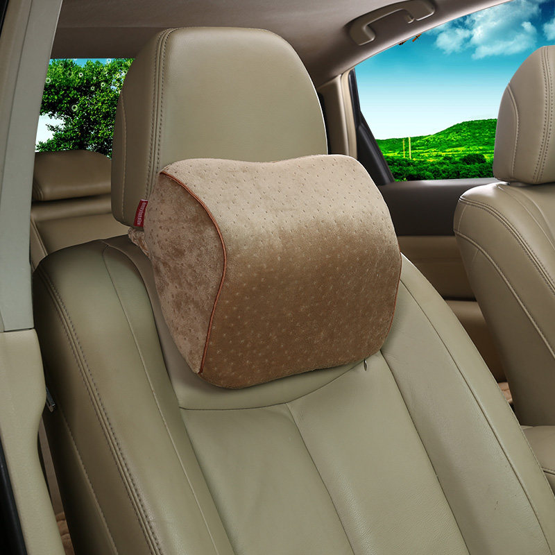 汽车亚麻记忆棉头枕卡通车内装饰品四季用护颈枕靠枕原创车饰包邮