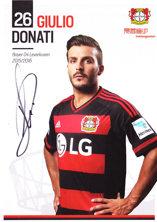 Giulio Donati Leverkusen 2015 2015 -16 -16 pro-pen signature official card
