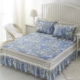 Chần bông denim giường bông khăn trải giường váy ngủ dày chăn bốn bộ giường váy 1.8m 1,5m - Bộ đồ giường bốn mảnh