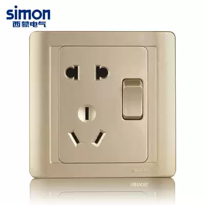 Simon switch socket 55 series champagne gold five hole socket with double cut switch N51085B-56