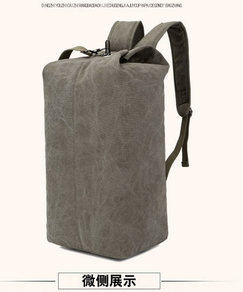 Large capacity barrel men shoulder bag travel backpack simple men's barrel double shoulder travel bag large bag canvas