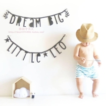 INS explosive childrens room Digital letter black and white wall hanging wall decoration color flag birthday decoration