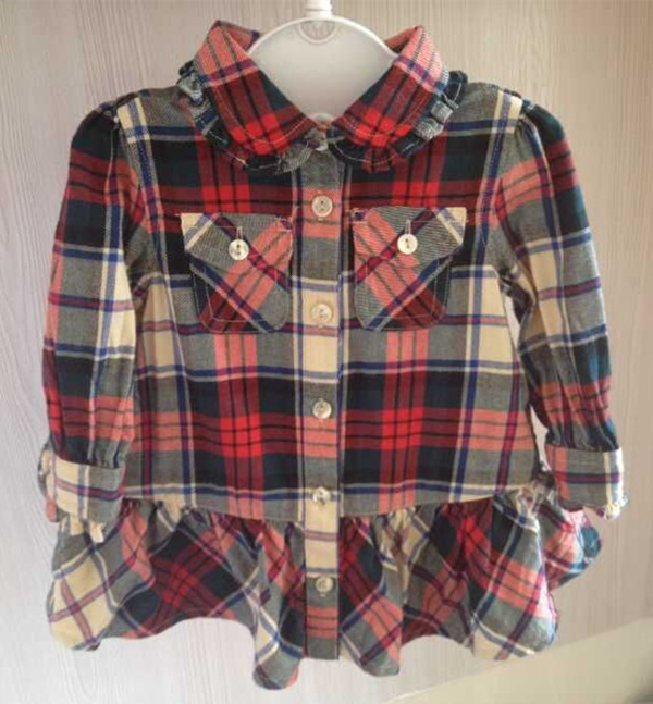 2022 special price cabbage RL girl baby boy good stock Plaid Inn wind lace shirt long sleeve blouse