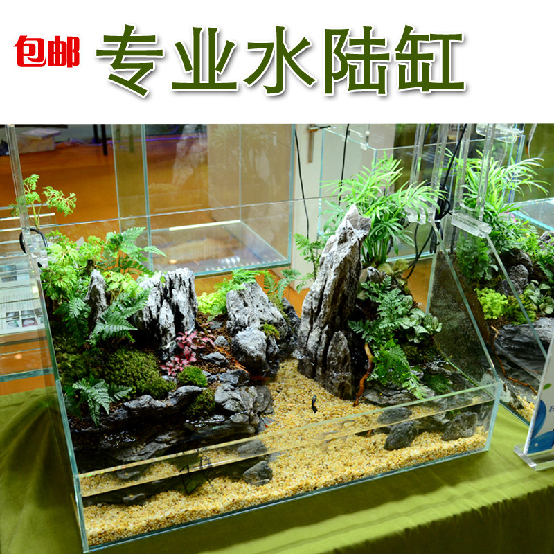 Ji Jingjia land and water tank landscaping super white fish tank custom micro landscape tank moss tank super white grass tank aquarium