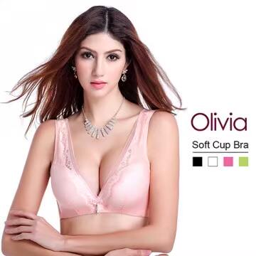 台湾官网直邮进口【Olivia】3D无钢圈聚拢型深V内衣(4色)
