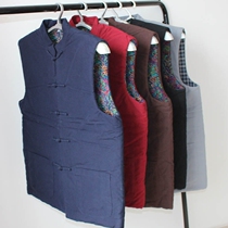 Pure cotton cotton waistcoat mens Tang suit quilted jacket vest warm padded performance suit jacket Chinese sleeveless thickened cotton jacket