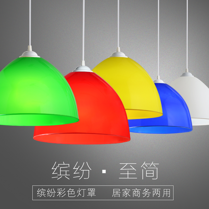Single head acrylic chandeliers colourful dining room chandeliers plastic water fruit shop light supermarket lights red and white green yellow transparent lampshade