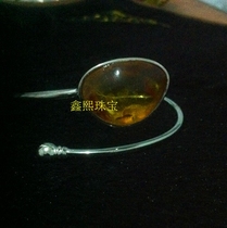 Pure handmade edging 925 sterling silver bracelet empty tray processing factory direct amber beeswax special can be customized