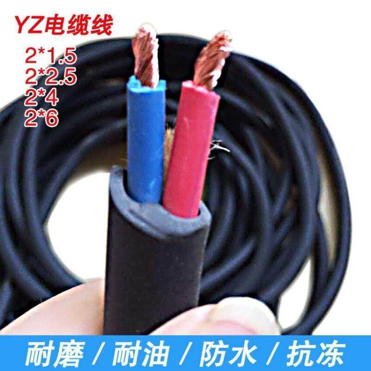 YZ waterproof anti-wear and anti-fall two-core wire and cable line cord soft elastic RVV yellow 2 * 2 5 2 * 1 5 2 * 4