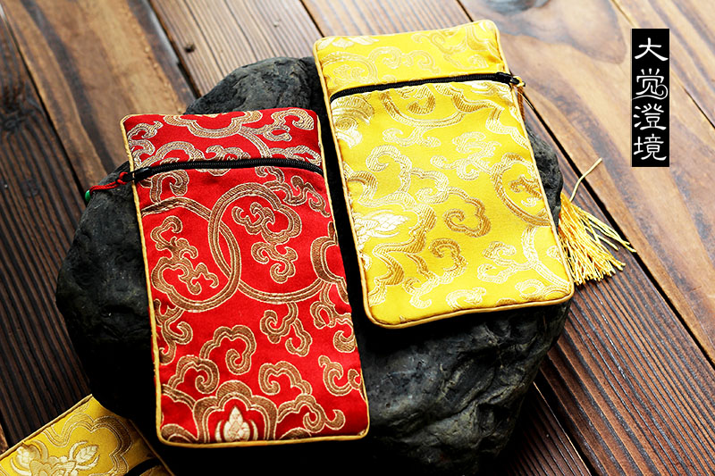 Jiuhua Mountain copied pen bag double - layer Buddhist bead bag pen bag copied through this pen bag
