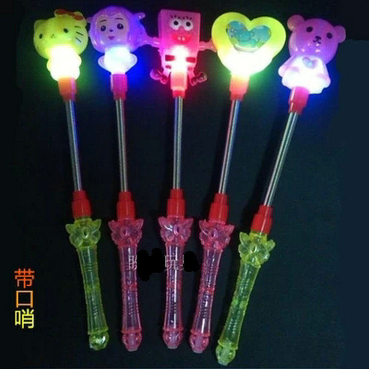 2015 New Cartoon Luminous Stick Flash Stick With Mouth Whistle Children Toddler Toy Ground Stall Source Hot Sell
