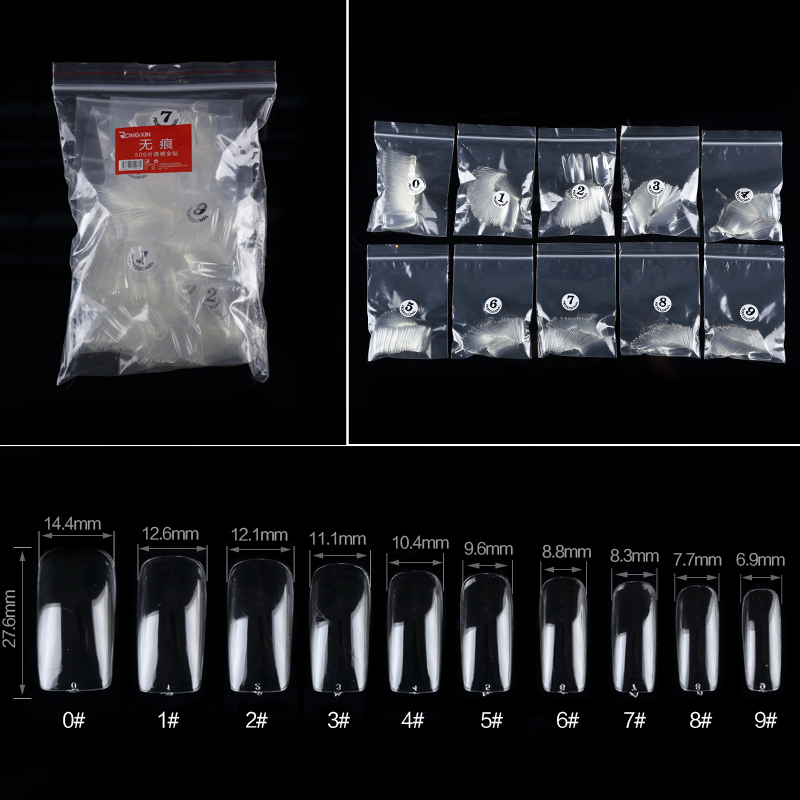SIOUX/斯欧雪美甲假指甲甲片贴片光疗延长甲片 无痕500片透明全贴