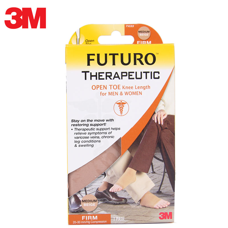3M FUTURO 护多乐弹力袜系列 男女露趾中袜 高强度型 运动袜