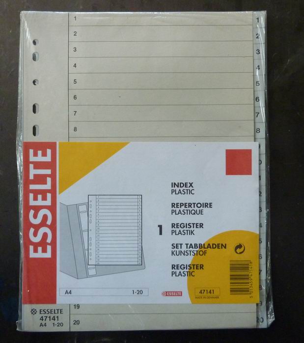 ESSELTE Easy up to twenty pages Plastic sorting paper 20 pages classified paper paginated paper index paper