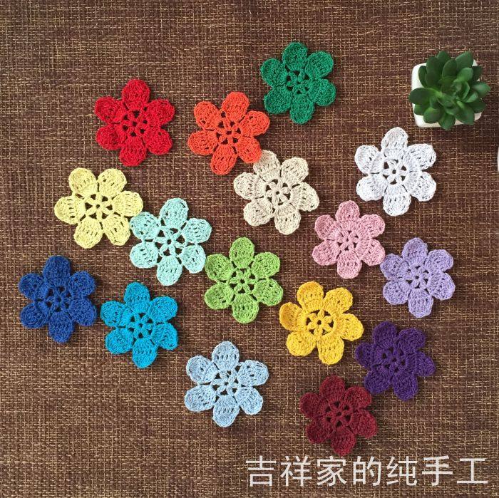 Manual Hook Flower Accessories Forest Department Pure Cotton DIY Clothes Colorful Decorative Flowers 7cm 16 Color