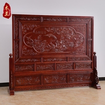 Dongyang wood carving camphor wood solid wood flowers blossom rich household screen hotel partition living room office carving seat screen