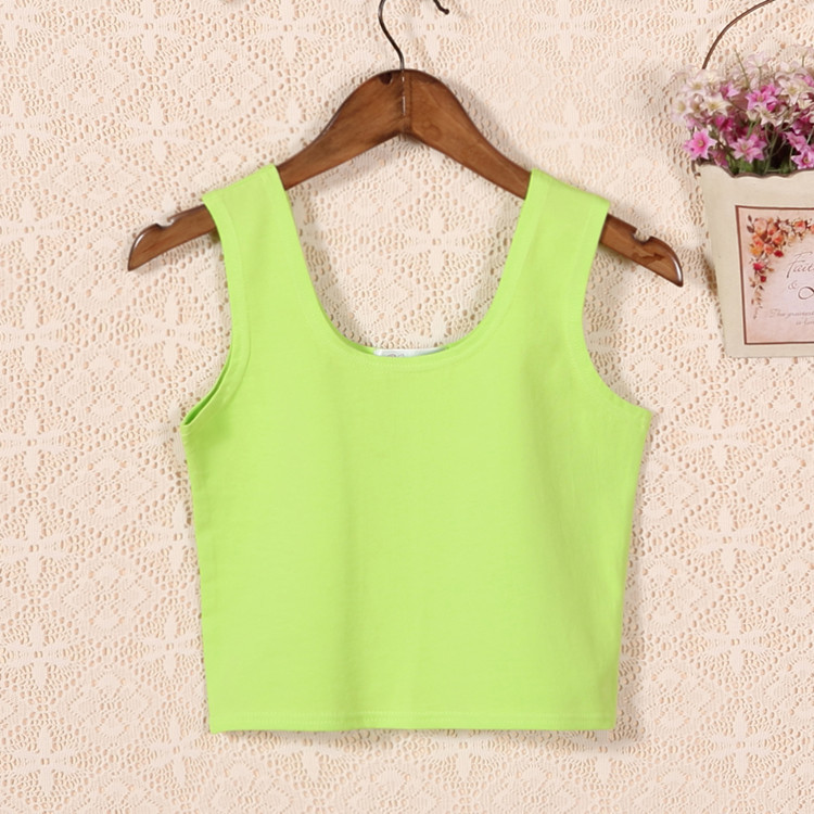 European and American Retro Aa Style Short T-Shirt High-Waisted Slim-Fit Crop Top Pure Cotton Sleeveless Undershirt Small Vest for Women Summer