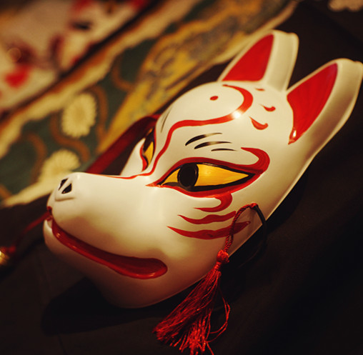 狐狸面具和风手绘和服配饰日本狐面狐妖猫咪老师日式cosplay Taobao