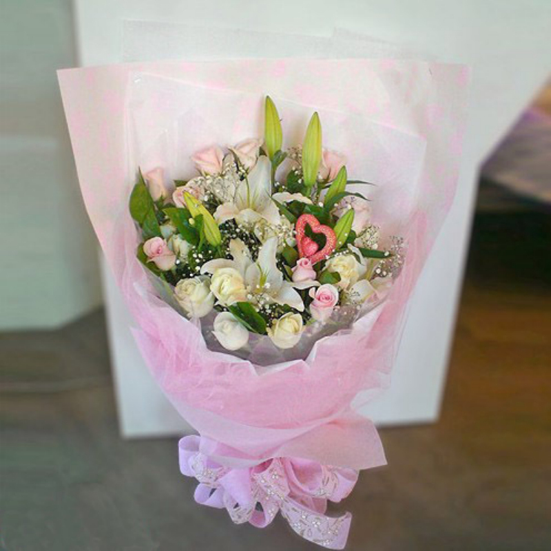 教师节混搭玫瑰百合启东情人节预定同城鲜花速递海门东台迁西县