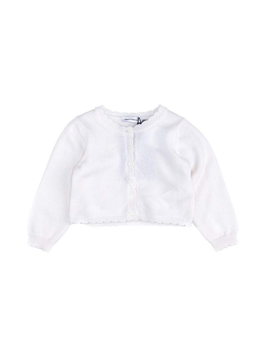 Dolce&Gabbana 白色花边短款针织开衫