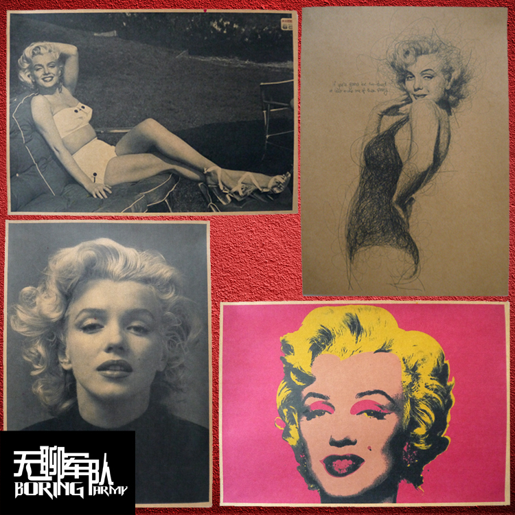 Marilyn Monroe Retro Celebrity Character Kraft Paper Poster Decorative Painting Bar Cafe Photo Frame Wall