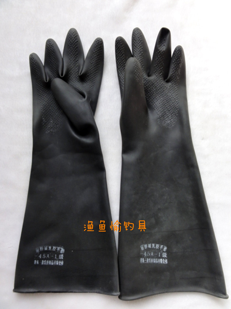 Triple-profit 1st class lengthened waterproof anti-slip with cuff aquatic fishing catch fish Take-in-glove acid-resistant pH latex gloves