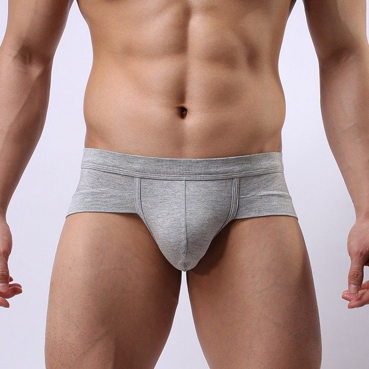 Men's solid color underwear pure white triangle underwear U convex modal seamless body shaping underwear men's large size underwear