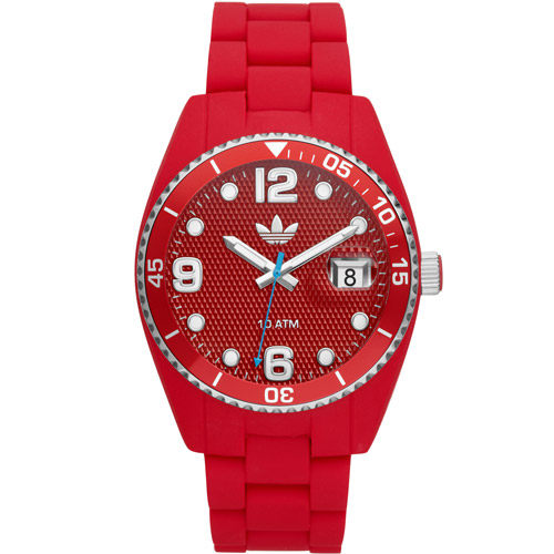 台湾官网直邮进口adidas Brisbane 彩色摇滚格纹矽胶腕表-红色 /4
