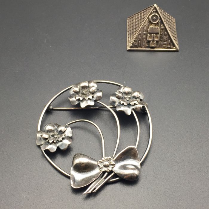 Vintage Western Retro Silver Decoration 1960s US hollow stereo bouquet flower 925 pure silver label chest needle