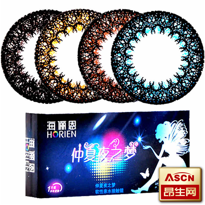 买2送二 海俪恩仲夏夜美瞳蕾丝大小直径彩色隐形眼镜半年1片装TF