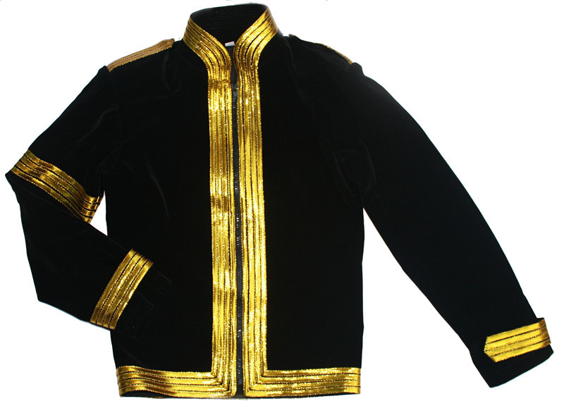 Mj Michael Jackson South Africa Mandela Meeting Slim-Fit Black Gold-Trimmed Jacket Classic Jacket