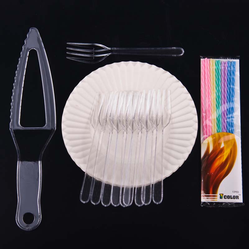 one thousand Regione Seiko Four Lifetime Day Cake Cutlery Sets Disposable Cake Knife Fork Disc Suit 10 People