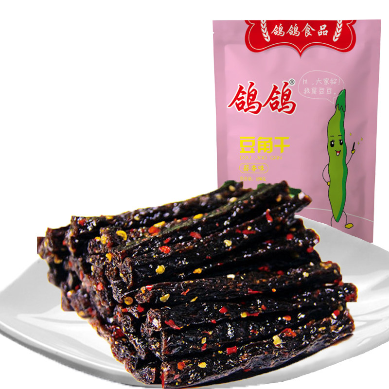 【天猫超市】鸽鸽豆角干麻辣味158g 休闲零食品辣条片豆干豆腐干