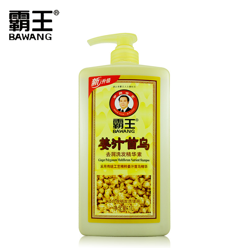 霸王生姜姜汁首乌去屑洗发水露1L控油止痒润泽发丝乌黑顺滑