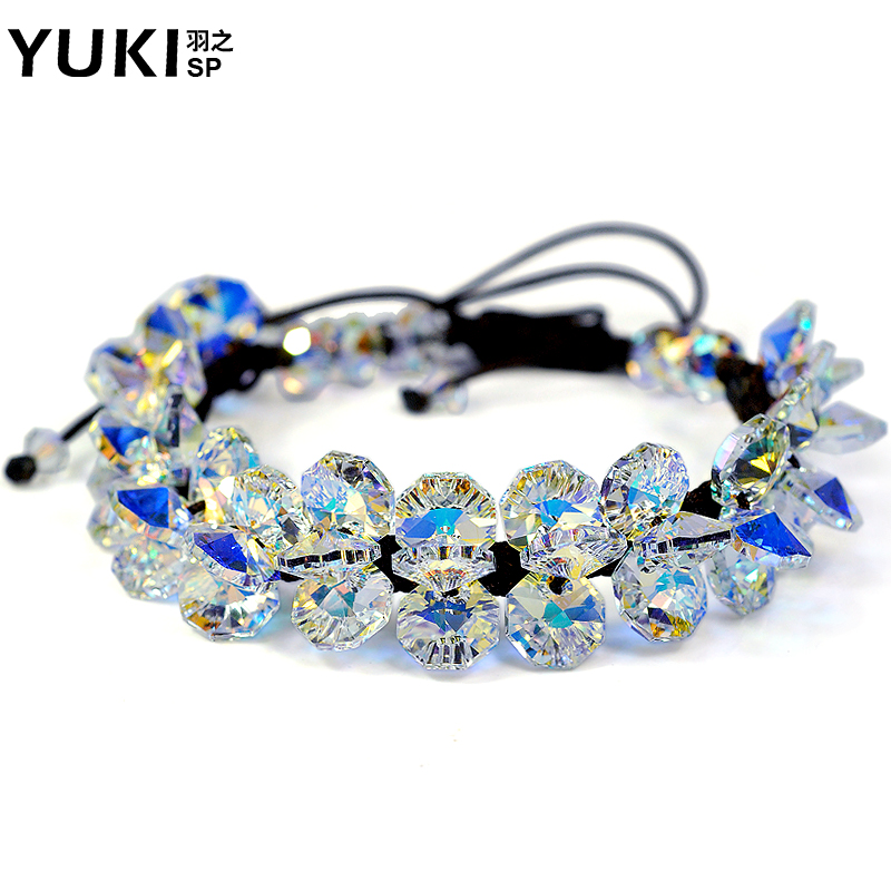 YUKI女款韩版手链奥地利水晶手工编织气质手饰品送女生的情人礼物