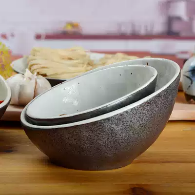 One ceramic oblique mouth cup Large bowl oblique mouth bowl Hot pot self-service bowl Cat and dog bowl Feed bowl Pet bowl