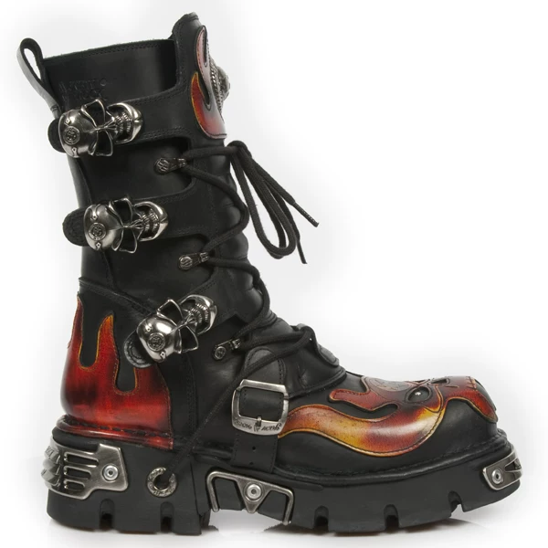 Newrolk метал тренд классика и кожаный тотем ботинки пара модель