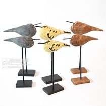 American vintages solid wood cracks small bird swing pieces Desktop decorations Home Living room Book room Furnishing Crafts