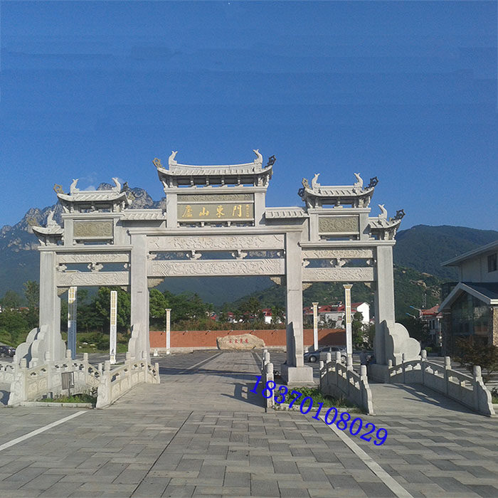 Relief granite stone archway stone pavilion Pavilion Pavilion outdoor Villa four corner classical corridor