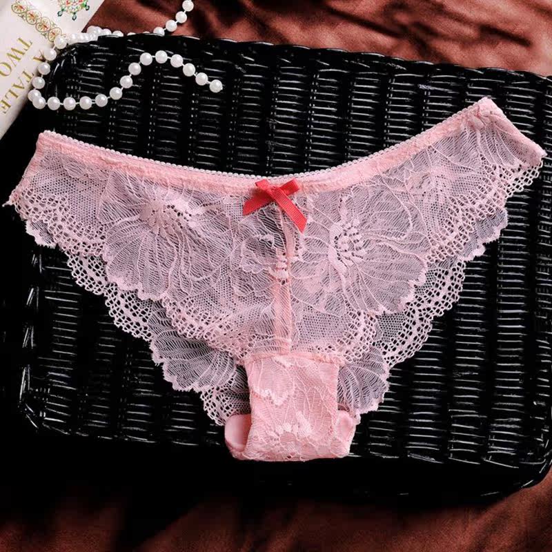蕾丝镂空性感诱惑内裤 夫妻情侣蝴蝶结低腰三角裤女成人情趣内衣