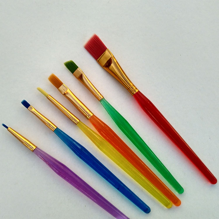 Row Pen Kindergarten Art Brush Drawing Brush Beginner Students use painted brush plexiglass poles 6 packs