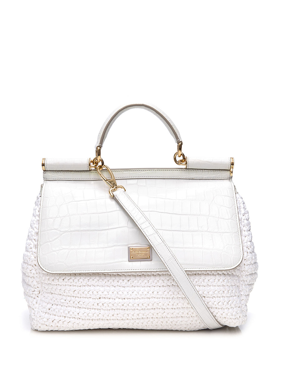 Dolce&Gabbana 白色编织翻盖手提肩包
