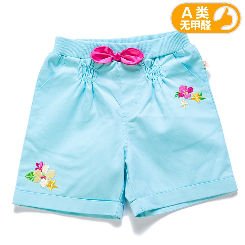 乐友孕婴童2015夏装新品童装裤子歌瑞凯儿女童梭织短裤蓝透气包邮