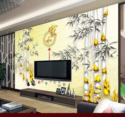 Ceramic background wall living room TV sofa background wall tile video wall 3D carving Chinese style simple bamboo 08