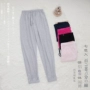 Mùa xuân và mùa thu cotton quần nam chân nhỏ quần nữ cotton mỏng phần nhà có thể được mặc bên ngoài chân tập thể dục thể thao buổi sáng bình thường bộ lụa mặc nhà
