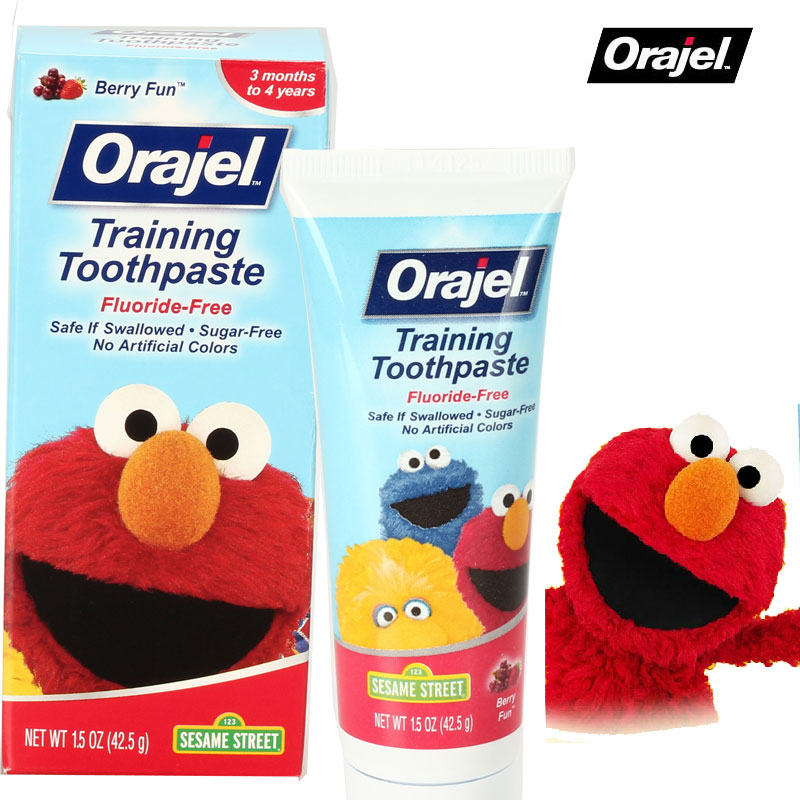 美国 Orajel/欧乐 芝麻街婴幼儿无氟可吞咽牙膏 水果味